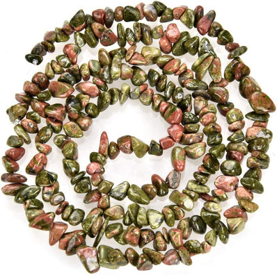 1 STRING/LINE PACK OF UNCUT UNAKITE UNCUT CHIPS BEADS