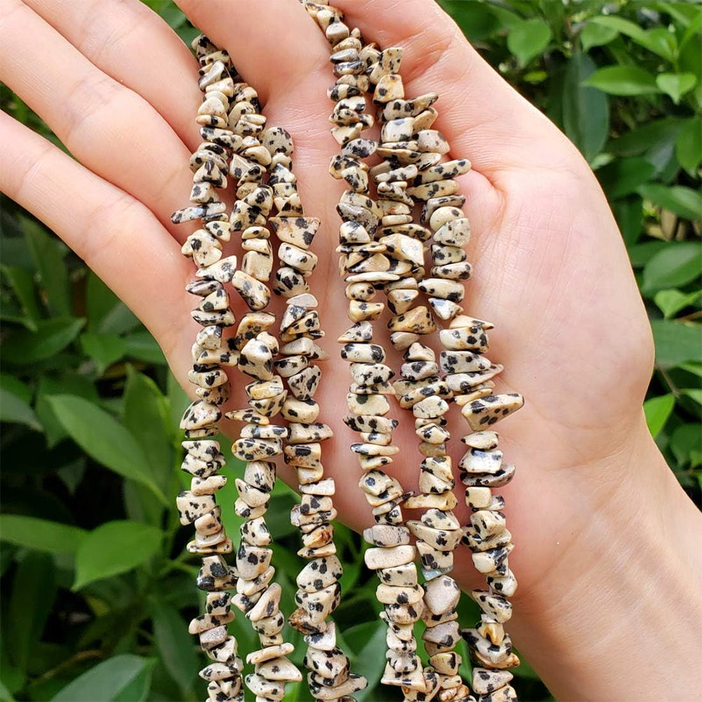 1 STRING/LINE PACK OF UNCUT DALMATIAN UNCUT CHIPS BEADS