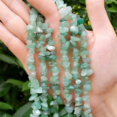 1 STRING/LINE PACK OF UNCUT GREEN AVENTURINE UNCUT CHIPS BEADS