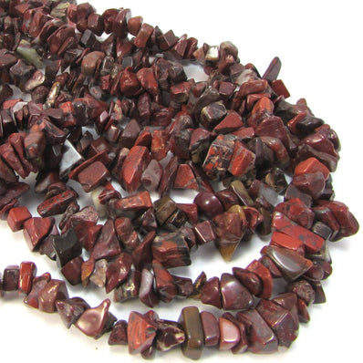 1 STRING/LINE PACK OF RED BRECCIATED JASPER UNCUT CHIPS BEADS