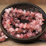 1 STRING/LINE PACK OF UNCUT STRAWBERRY QUARTZ UNCUT CHIPS BEADS