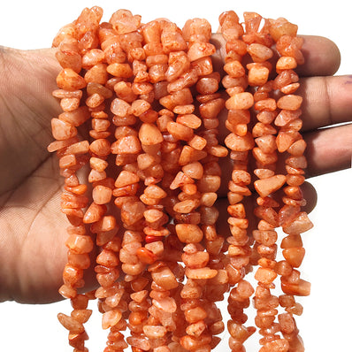 1 STRING/LINE PACK OF UNCUT RED AVENTURINE UNCUT CHIPS BEADS