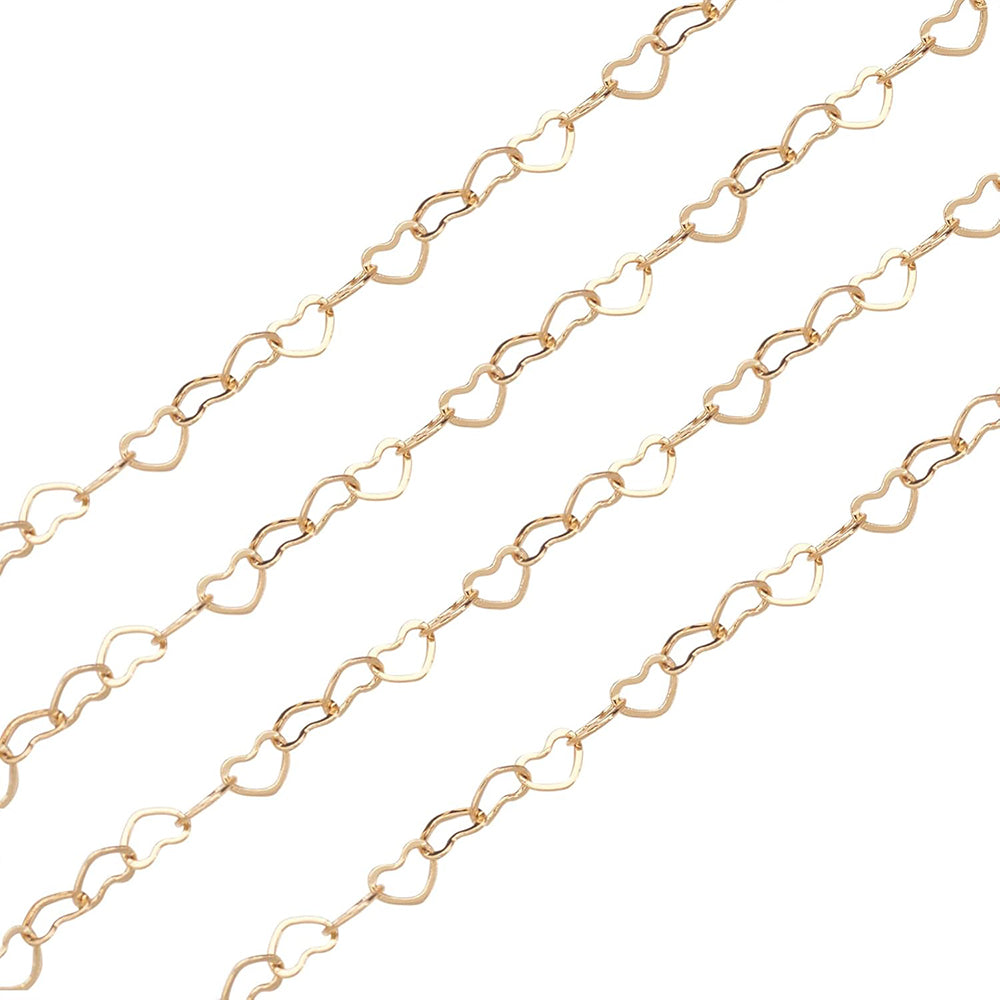 1 PIECE PACK' SIZE APPROX 4-5 MM' 52-55 CM LONG GOLD POLISHED HEART CHAIN