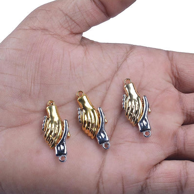 4 PIECE PACK' HADNSHAKE CLASPS 'RHODIUM SILVER AND GOLD MAGNETIC' QUICK RELEASE USED IN DIY JEWELLERY MAKING