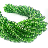 8 MM SUPER FINE QUALITY ORIGINAL GREEN COLOR' ROUND TRANSPARENT BEADS' APPROX PIECES 52-54 BEADS SOLD BY PER LINE PACK