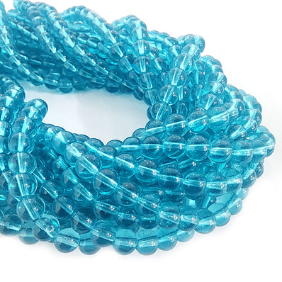 8 MM SUPER FINE QUALITY ORIGINAL TURQUOISE COLOR' ROUND TRANSPARENT BEADS' APPROX PIECES 52-54 BEADS SOLD BY PER LINE PACK