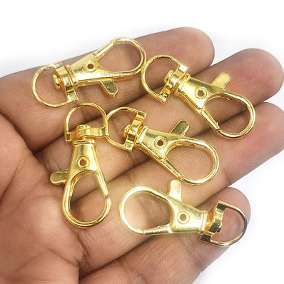 2 PCS PACK LARGE GOLD POLISHED SWIVEL LOBSTER CLAW CLAPS HOOK
