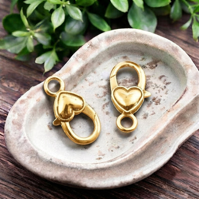Super Quality Gold Heart Shape Lobster Clasp 26x14mm | Jewellery Making Clasp | 1 Piece