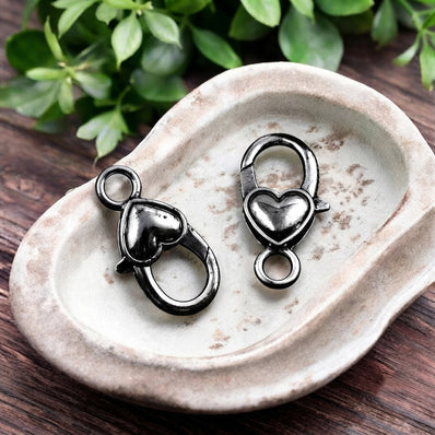 Super Quality Black Oxidized Heart Shape Lobster Clasp 26x14mm | Jewellery Making Clasp | 1 Piece