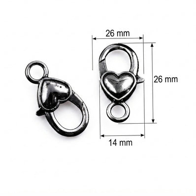 Super Quality Black Oxidized Heart Shape Lobster Clasp 26x14mm | Jewellery Making Clasp | 1 Piece