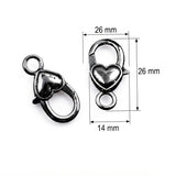 Super Quality Black Oxidized Heart Shape Lobster Clasp 26x14mm | Jewellery Making Clasp | 1 Piece