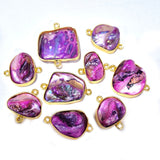 Purple, 4pcs pkg. Random mix Shape Shell Pearl Natural Dyed Connector Findings