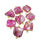 Pink, 4pcs pkg. Random mix Shape Shell Pearl Natural Dyed Connector Findings