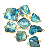 Blue, 4pcs pkg. Random mix Shape Shell Pearl Natural Dyed Connector Findings