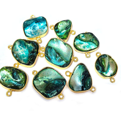 Turquoise, 4pcs pkg. Random mix Shape Shell Pearl Natural Dyed Connector Findings