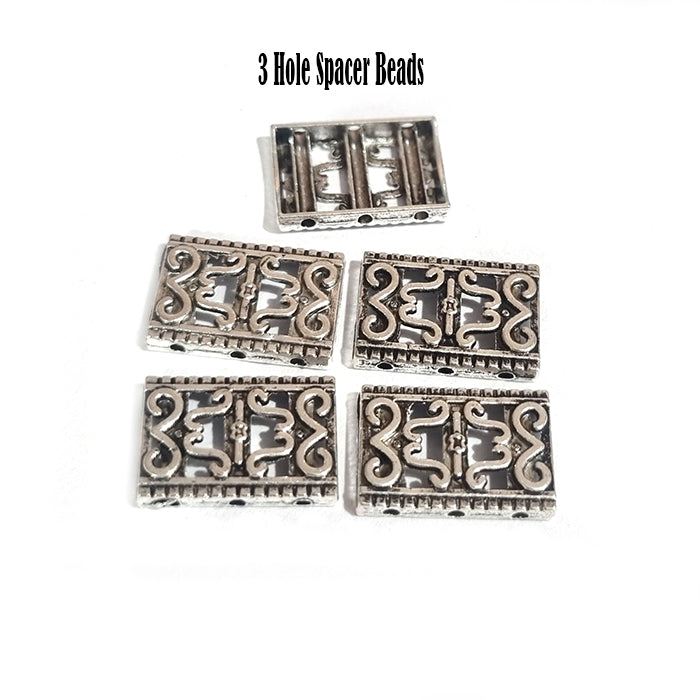10pcs Pkg. 3 hole spacer bar link beads for multi row jewelry making, size about 17x12mm