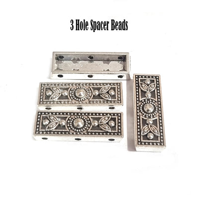 10pcs Pkg. 3 hole spacer bar link beads for multi row jewelry making Size 24x8mm