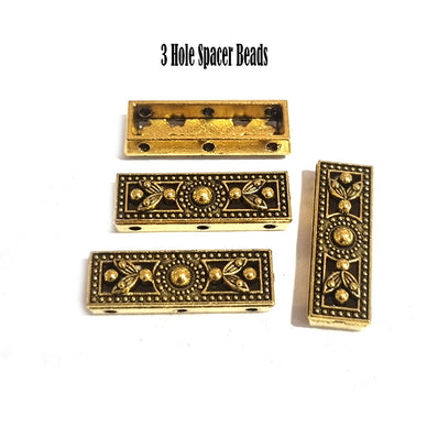 10pcs Pkg. 3 hole spacer bar link beads for multi row jewelry making Size 24x8mm