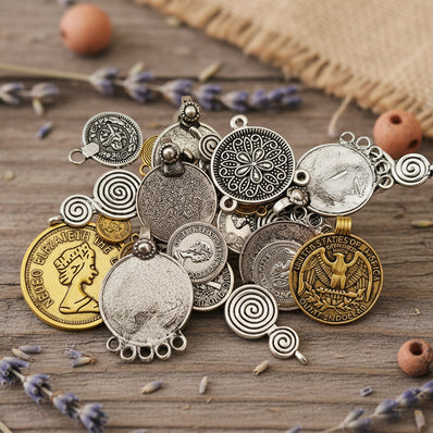 20 PIECES PACK' ASSORTED MIX COIN CHARMS