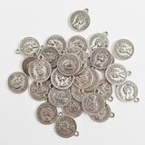20 PIECES PACK' SILVER OXIDIZED VICTORIA COIN CHARMS