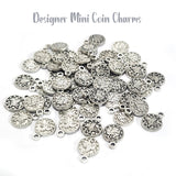 50 PIECES PACK'8x6 MM' MINI DESIGNER COIN CHARMS FOR DIY JEWELLERY MAKING