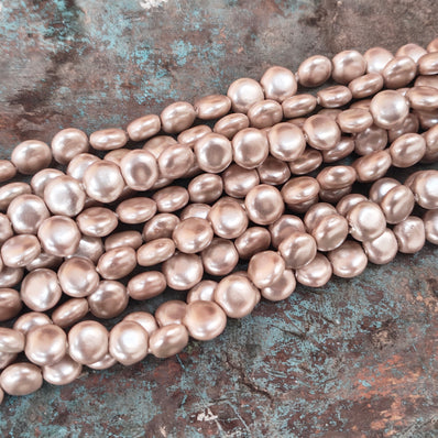 8mm, Coin Shape Shell Pearl Beads with a smooth, glossy finish, perfect for elegant necklaces, bracelets, and premium jewelry designs. Uniform, classy, and ideal for DIY creators. Sold Per Line 47~48 beads