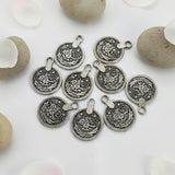 10 PIECES PACK' SILVER OXIDIZED VINTAGE TRIBAL COIN CHARMS