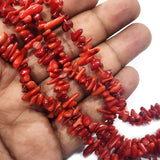12-15 MM CORAL RED IRREGULAR BRANCH STICKS GEMSTONE  SOLD BY 15 INCHES LINE PACK