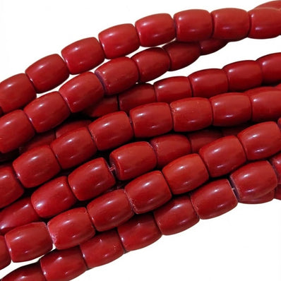 Taiwanese Coral Barrel Beads 9x11mm Smooth Red Gemstone Loose Beads – 35-36 Beads Per Strand for Jewelry Making