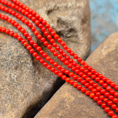 1 STRING/LINE PACK' 2 MM ROUND SMOOTH GENUINE AUTHENTIC BAMBOO TAIWANESE CORAL