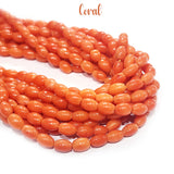 5x3 MM SIZE GENUINE CORAL SMOOTH OVAL SAHPE BEADS, APPROX 71-72 BEADS' SOLD BY PER LINE PACK