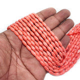 9x4 MM APPROX SIZE' GENUINE CORAL PINK 'SMOOTH OVAL SHAPE BEADS, APPROX 36-37 BEADS' SOLD BY PER LINE PACK