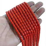 Taiwanese Coral Barrel Beads 8x6mm Smooth Red Gemstone Round Tube Beads – 46-47 Beads Per Strand for Jewelry Making