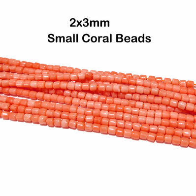 Natural Taiwan Bamboo Coral Beads 2x3mm Barrel Tube Shape | Light Salmon Pink Bamboo Coral Gemstone Beads | Approx. 125~127 Beads Per Strand | Jewelry Making Supplies