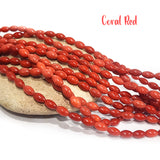 7x3MM APPROX SIZE' GENUINE CORAL RED 'SMOOTH OVAL SHAPE BEADS, APPROX 56-57 BEADS' SOLD BY PER LINE PACK