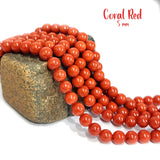 5 MM APPROX SIZE'GENUINE CORAL RED SMOOTH ROUND SHAPE BEADS, APPROX 70-71 BEADS' SOLD BY PER LINE PACK