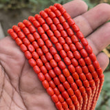 1 STRING/LINE PACK' 4x6 MM BARREL SHAPE SMOOTH GENUINE AUTHENTIC BAMBOO TAIWANESE CORAL