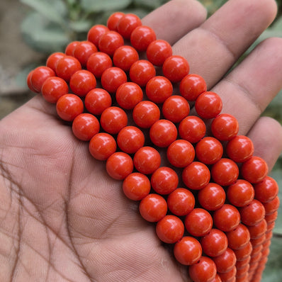 1 STRING/LINE PACK' 8 MM ROUND SHAPE SMOOTH GENUINE AUTHENTIC BAMBOO TAIWANESE CORAL