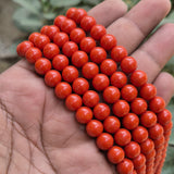 1 STRING/LINE PACK' 8 MM ROUND SHAPE SMOOTH GENUINE AUTHENTIC BAMBOO TAIWANESE CORAL