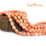 7x5 MM APPROX SIZE'GENUINE CORAL BLOSSOM SMOOTH OVAL SHAPE BEADS, APPROX 108-110 BEADS' SOLD BY PER LINE PACK