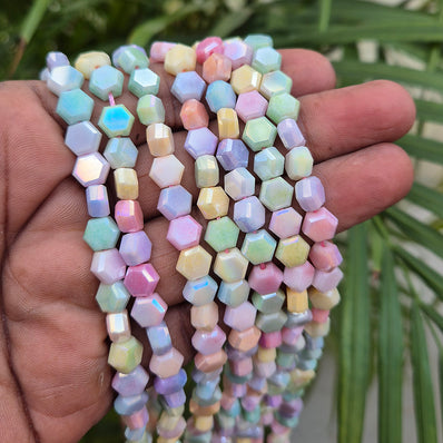 High quality quartz beads multi colour, octagonal shape, size 8mm AB Finish, Pastel Color, approx 54 beads in string