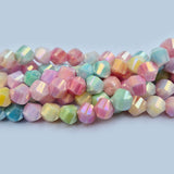High quality quartz beads multi colour, Helix cut shape, size 8mm AB Finish, Pastel Color, approx 53 beads in string