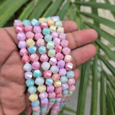 High quality quartz beads multi colour, Helix cut shape, size 8mm AB Finish, Pastel Color, approx 53 beads in string