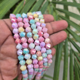 High quality quartz beads multi colour, Helix cut shape, size 8mm AB Finish, Pastel Color, approx 53 beads in string