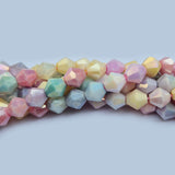 High quality quartz beads multi colour, Bi-Cone shape, size 8mm AB Finish, Pastel Color, approx 48 beads in string