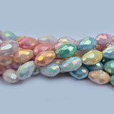 High quality quartz beads multi colour, Drop Faceted shape, size 8x12mm AB Finish, Pastel Color, approx 32 beads in string