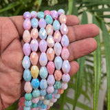 High quality quartz beads multi colour, Drop Faceted shape, size 8x12mm AB Finish, Pastel Color, approx 32 beads in string