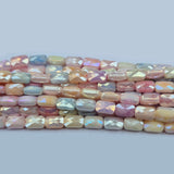 High quality quartz beads multi colour, oblong Flat Faceted shape, size 7x4mmmm AB Finish, Pastel Color, approx 55 beads in string