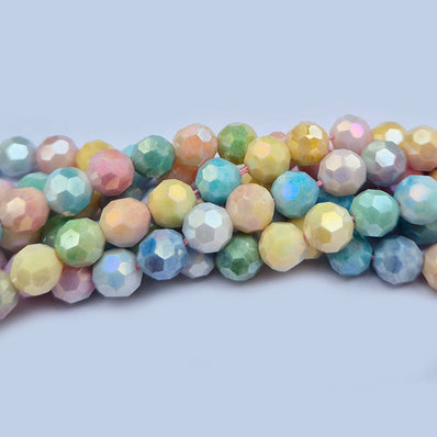 High quality quartz beads multi colour, Faceted round  shape, size 8mm AB Finish, Pastel Color, approx 50~51 beads in string