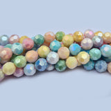 High quality quartz beads multi colour, Faceted round  shape, size 8mm AB Finish, Pastel Color, approx 50~51 beads in string